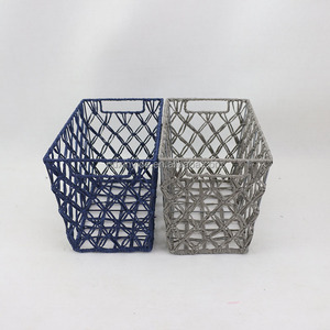 Nouvelle arrivée évider conception chaîne de <span class=keywords><strong>papier</strong></span> tissé panier de rangement coloré - Product Image 3