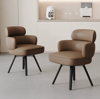 Ensemble table et chaises de salle à manger pivotantes de style italien moderne urbain, pieds en fer, revêtement en cuir, écologique, pour maison, bureau, entrepôt