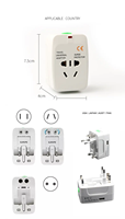 Adaptor Perjalanan Universal Internasional dengan Soket All-in-One, Pengisi Daya USB AC, Tanpa Grounding, Colokan AU US