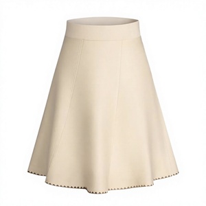 Women's A-Line Mini <b>Skirt</b> Solid Color <b>Elastic</b> Waist Spandex Cotton Blend Comfortable All Seasons Wear - Product Image 2
