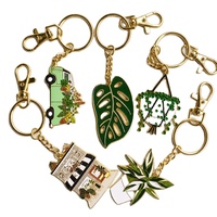 Maßgefertigter Monstera-Blatt Schlüsselanhänger Vergoldet Emaille Metall UV-Druck Leichtgewichtig Tropisches Pflanzendesign Souvenir Geschenk