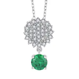 Jewellery Manufacturer Customised OEM Fine Jewelry 925 Sterling Silver Emerald Womens Sunflower Necklaces