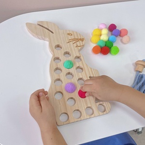 Cho trẻ em nóng bán của Bunny gỗ <span class=keywords><strong>threadline</strong></span> đồ chơi câu đố lỗ Board Montessori giáo dục sớm trẻ sơ sinh 0-3 năm - Product Image 3