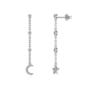 Dylam Trendy Minimalist Design Tarnish Free S925 Silver 5A Zirconia Crescent Star <b>Tassel</b> Dangle Stud <b>Earrings</b> for Women Dress up - Product Image 1