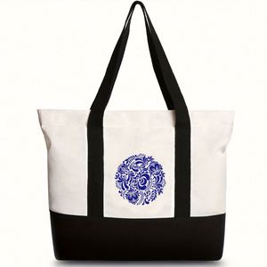 Bolsa de Playa de Lona Personalizada con Monograma de Dibujos Animados Clásicos, Impresa en Serigrafía, para Mujer, Regalo Personalizado con Iniciales para el Verano - Product Image 3