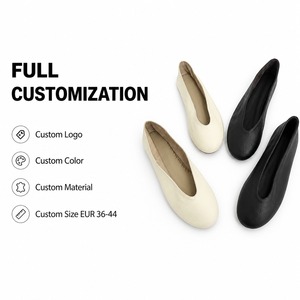 Birotzxiues Mocassins plats minimalistes pour femmes en cuir grainé souple à enfiler bout rond confortable crème noir mat taille européenne 36-44 - Product Image 3