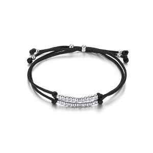 Friendship Stainless Steel Bead Cord <strong>Morse</strong> <strong>Code</strong> <strong>Bracelet</strong> Adjustable <strong>Bracelet</strong> - Product Image 1
