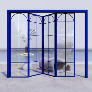 Puertas Plegables de Aluminio con Vidrio Insonorizado y Marco de Aluminio Reforzado con Decoración de Rejilla Francesa Clásica para Patio - Product Image 3