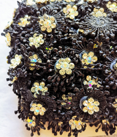 35mm Noir Dentelle Fleurs avec Mix Couleur Pierre Chaîne Colle sur Vêtement et Flatback Colle sur Chaussures Haut Comme Décoration Vente Chaude