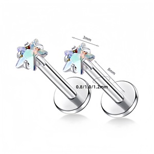 Piercings de Labio de Acero Inoxidable con Zirconia en Forma de Estrella, Joyería de Moda con Engaste de Puntas - Product Image 2