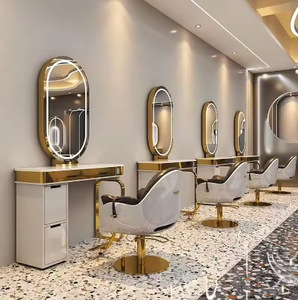 Miroir de Coiffure LED en Promotion pour Salon de Coiffure, Poste de Coiffage avec Armoire Intégrée, Mobilier pour Salons de Coiffure - Product Image 1