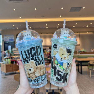 Vaso de sublimación con tema de oso de 40oz con pajita Fiesta infantil Oso de fresa favorito Tazas aisladas de plástico Logotipo personalizable - Product Image 2