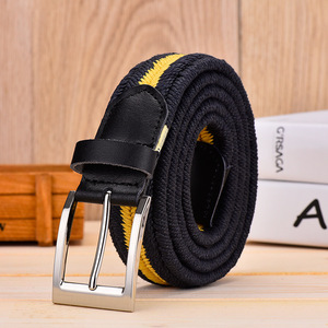 Mode décontracté rayé tissu extensible <span class=keywords><strong>ceinture</strong></span> réglable en alliage boucle ardillon élastique tressé tricoté <span class=keywords><strong>ceinture</strong></span> de Golf pour hommes femmes - Product Image 3