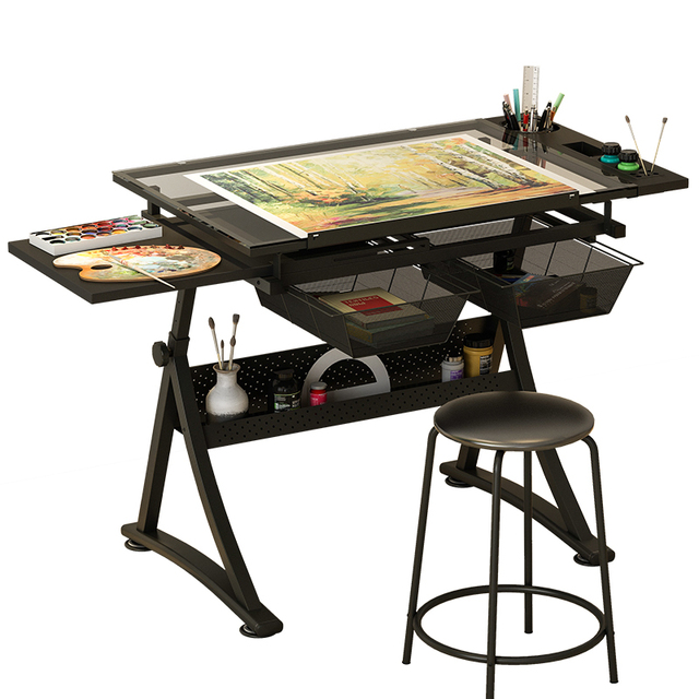 Adjustable Bevel Drawing Table - Professional Art and Drawing Table with Raising Surfaces for Calligraphy and Painting