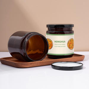 Pot à cornichons <span class=keywords><strong>de</strong></span> 450 ml, pot à confiture en verre vide rond à large ouverture, ambre, avec couvercles hermétiques - Product Image 4