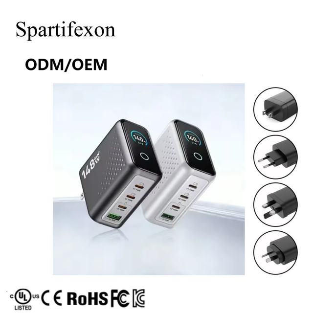 148W GaN Smart Fast Charger with Digital Screen & Multiple USB-C Ports - Universal Power for Phones & Laptops
