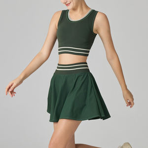 YIYI, trajes de verano de 2 piezas para mujer, 2025, conjuntos de tenis informales a juego para salón, camisetas sin mangas acanaladas sin costuras y pantalones cortos, trajes - Product Image 2