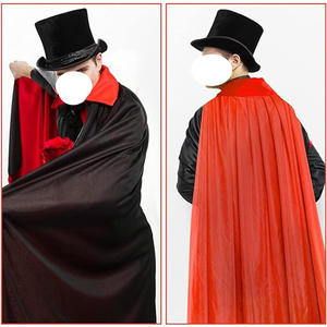 <span class=keywords><strong>Mantello</strong></span> di Halloween Unisex natale festa delle streghe di Halloween <span class=keywords><strong>nero</strong></span> <span class=keywords><strong>e</strong></span> rosso a figura intera reversibile <span class=keywords><strong>mantello</strong></span> da vampiri adulti incappucciati - Product Image 6