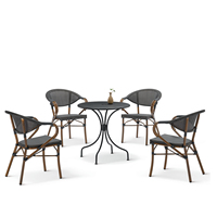 Ensemble de salle à manger d'extérieur le plus vendu, 4 chaises et table ronde pour jardin et restaurant