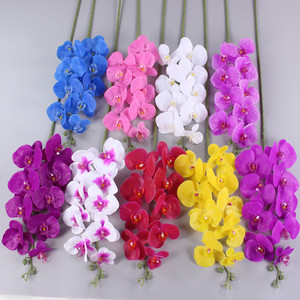 ดอกไม้ปลอมปลอมทำจากยาง Phalaenopsis สัมผัสเหมือนจริงกล้วยไม้ปลอมสีสันสดใส - Product Image 1