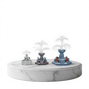 <span class=keywords><strong>Fuente</strong></span> de Resina en Miniatura con Luces de Fibra Óptica, Accesorio para Pueblo Navideño y Decoración de Mesa - Product Image 1