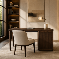 Bureau d'écriture en bois avec armoire de rangement à portes cannelées et pieds coniques, table d'ordinateur pour petit espace, bureau à domicile, salle d'étude