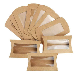 Pillow-shaped Gift Boxes With Clear <b>Window</b> Kraft Paper Recyclable For Craft And Gift Packaging - Product Image 5