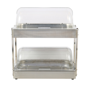 Soporte de Acero Inoxidable para Exhibición de Alimentos con Tapa para Utensilios de Cocina de Plástico Transparente con Bandeja - Product Image 3