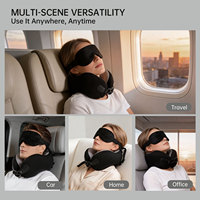 Nouveau design 2026 : Kit de voyage ergonomique 3-en-1 avec oreiller de cou et masque 3D pour les yeux, idéal pour les longs trajets en avion ou en voiture, confort optimal