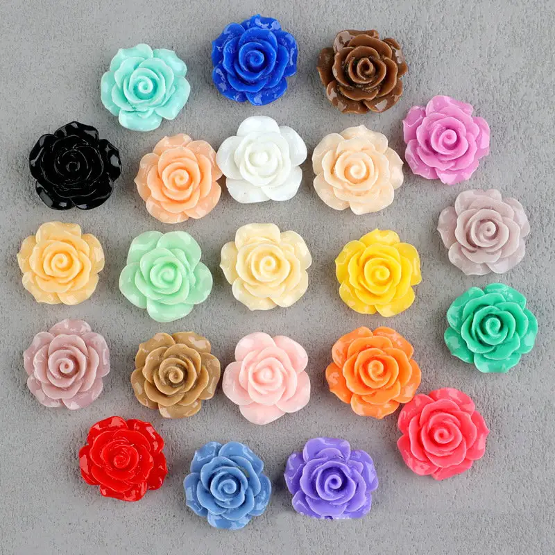 Multi Size Colorful Rose Flower Resin Cabochon Jewelry Accessories Floral Flower For DIY Hair Clip Hair Accessories Charms