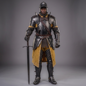 Casco de Barbuta Negro Hecho a Mano, Armadura Medieval de Caballero, Traje Completo de Acero, Armadura Gótica, Conjunto de Placas de Acero para Cosplay, Estilo Antiguo y Moderno - Product Image 1