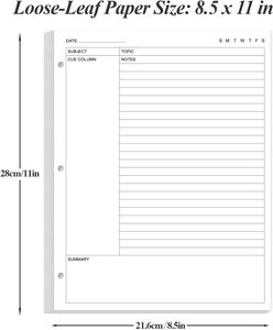 Papel de Notas <span class=keywords><strong>Cornell</strong></span> A4, Papel de Hojas Sueltas con 3 Orificios, 100 Hojas/200 Páginas, 100 g/m², Blanco, 8.5'' x 11'' - Product Image 3
