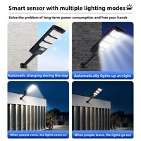 Lampe solaire tout-en-un pour rue, avec détecteur de mouvement, LED haute luminosité, étanche, éclairage solaire extérieur pour cour, allée