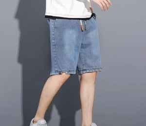 Nay1il Logo personalizzato di alta qualità Casual Street Wear taglie forti Cowboy Men'S <span class=keywords><strong>Jeans</strong></span> <span class=keywords><strong>Shorts</strong></span> personalizzati pantaloncini da Cowboy larghi - Product Image 5