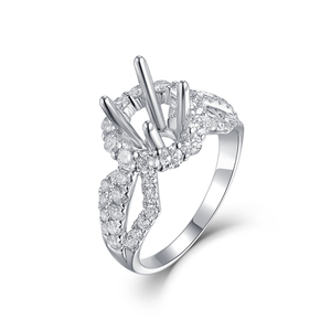 แหวนหมั้นแบบกึ่งสำเร็จรูปทองคำขาว 18K แท้ ดีไซน์คลาสสิก ประดับเพชรคุณภาพสูง ฝังแบบ Prong Setting สำหรับงานแต่งงานหรืองานเลี้ยง - Product Image 1