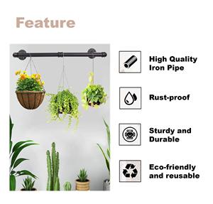 Ensemble de 2 supports à vêtements en <span class=keywords><strong>tuyau</strong></span> <span class=keywords><strong>industriel</strong></span> noir à fixer au mur pour garde-robe, balcon, salon, présentoir de vente au détail, buanderie - Product Image 3