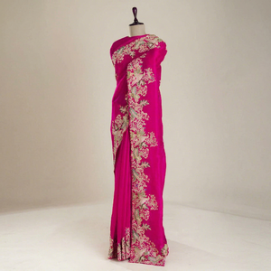 <b>Indian</b> Bollywood Designer Bridal Party Wear PURE SOFT SATIN SILK <b>FABRIC</b> ON BEAUTIFUL C-PALLU LAtest Exclusive Ethnic Wear Saree - Product Image 1
