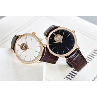 Reloj de Hombre SEIKO Mecánico de Esqueleto Analógico de Moda con Esfera de Cristal de Zafiro, Resistencia al Agua 5BAR, Correa de Cuero