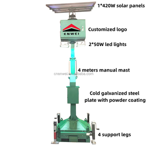 Torre di Illuminazione Mobile con Pannelli Solari, Fari LED Solari per Illuminazione Stradale e Costruzioni - Product Image 3