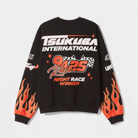 Sweat-shirt de course oversize pour homme, motif course nocturne de Tsukuba, manches flamme, pull turbo, streetwear, vente en gros