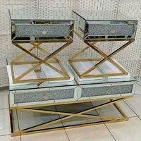 Nouvelle Arrivée Table Console Moderne de Luxe en Acier Inoxydable Effet Diamant Broyé et Miroir pour Salon et Appartement Source