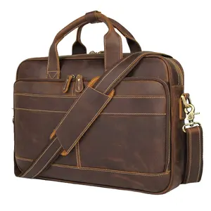 J. M.d-maletín de cuero auténtico para viaje, bolsa de negocios para viaje, para oficina, para hombre