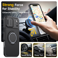 Magnetische autohouder camera cover 360 graden rotatie ring grip standaard verborgen kaarthouder portemonnee schokbestendige anti-val telefoonhoesje