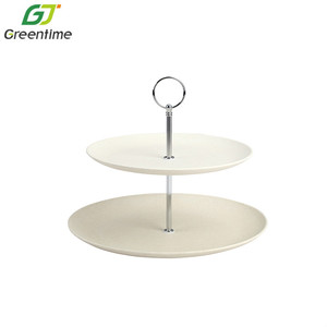 Wholesale Party Afternoon Tea Cuocake Tools Bamboo Fiber Ce <strong>2</strong> <strong>Tier</strong> Dessert Cake Tools White Cake <strong>Stand</strong> - Product Image 1