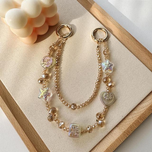 Luxury Crystal Beaded Phone Charms Lanyard Pendant for Purse Backpack Handbag Phonecases Car Key Airpods Strap Pearl
