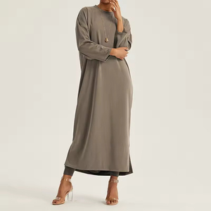 2026 <b>Long</b> Sleeve Side Slit Casual Muslim Modest <b>Dress</b> Women Loose Adults Crew Neck Islamic Clothing - Product Image 6