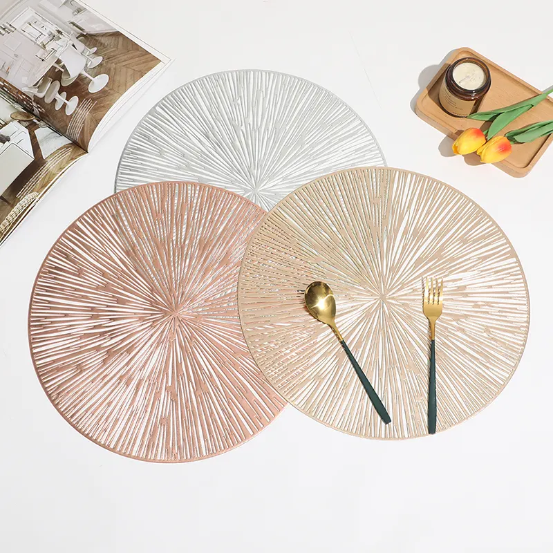 Wholesale fireworks customized coasters   placemats set hollow kitchen mat cutwork table decoration nordic