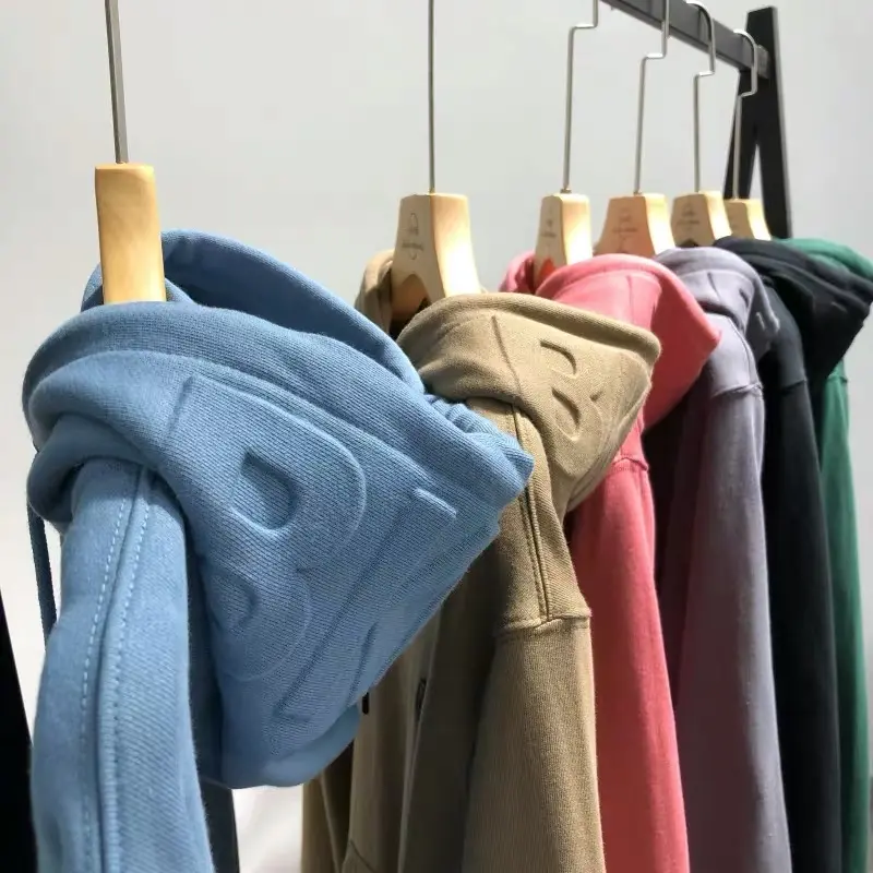 Mens roupas logotipo personalizado embossing designer de capuz da camisola dos homens moletom com capuz 100 algodão peso pesado hoodies