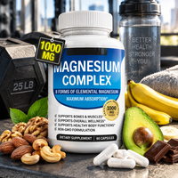 Capsules de glycinate de magnésium, 90 capsules, magnésium végétal marin, extrait de plante