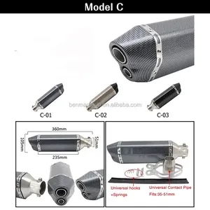 Pot d'échappement modifié pour moto de course FZ6 CBR250 CB600 <span class=keywords><strong>MT07</strong></span> ATV Dirt Bike 370MM 51MM - Product Image 5